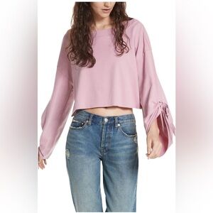Free People Womens Sweatshirt Holala Relaxed Casual Rose Pink